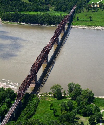 Thebes RR Bridge from Air - Cape Girardeau History and Photos